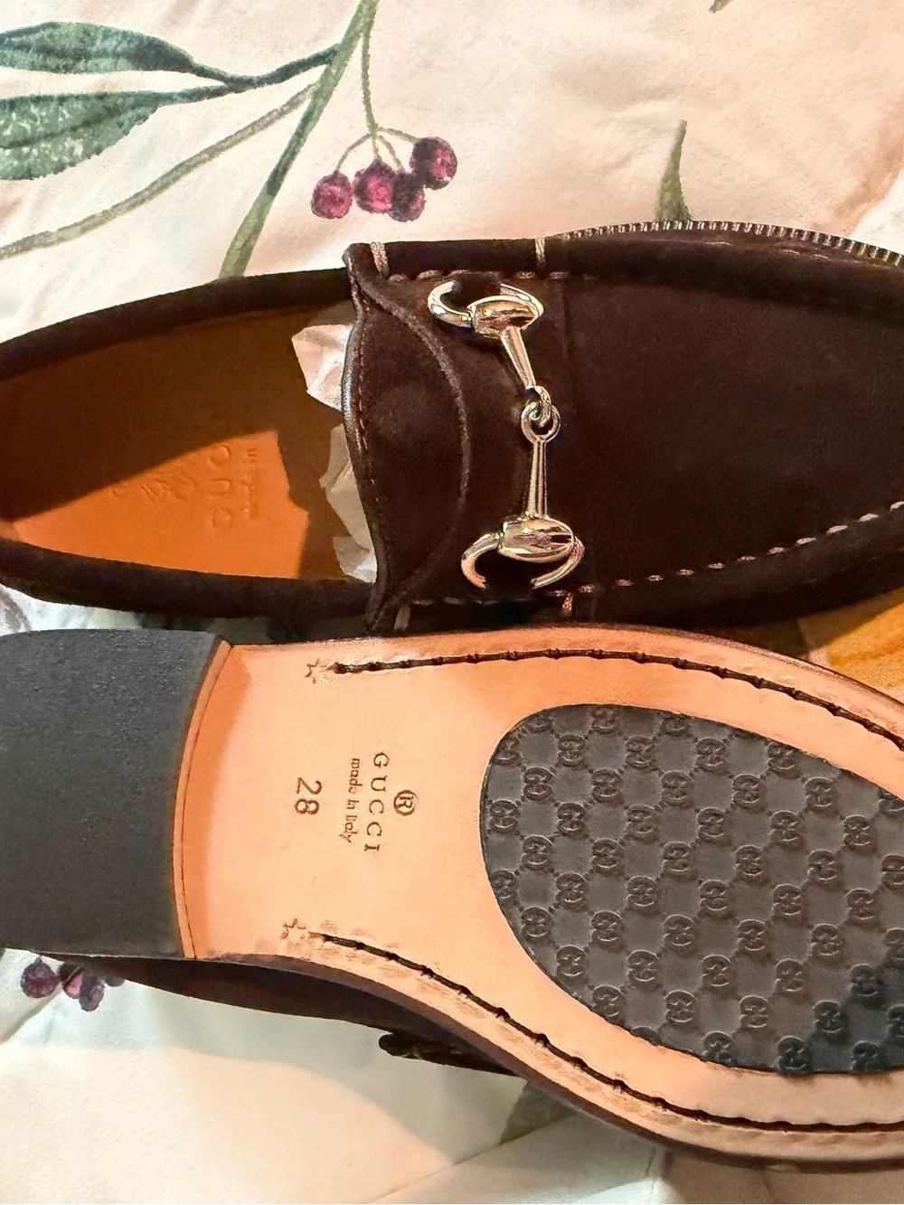 Gucci Brown Suede Kids Horsebit Loafers